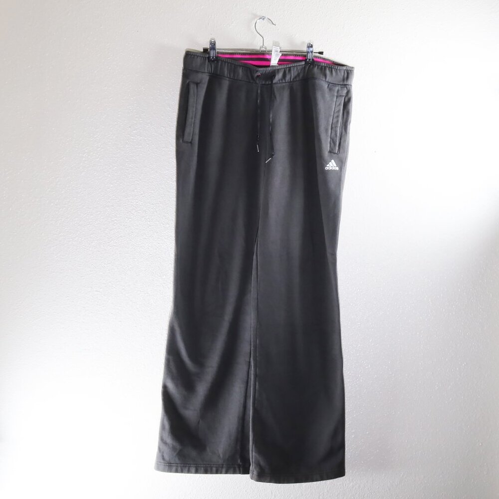 Adidas - Grey & Pink Sweat Pants (Men's Large)